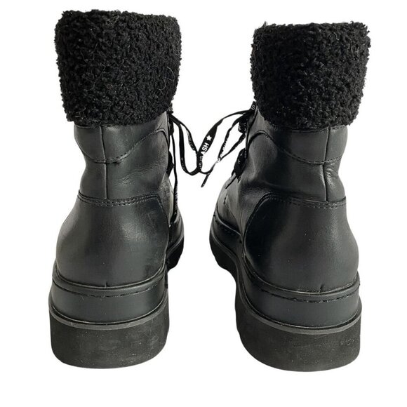 ASH SIBERIA BLACK LEATHER SHEARLING LACE UP WINTER BOOTS - 37 (6) - Picture 3 of 8